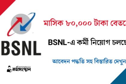 মাসিক ৮০,০০০ টাকা বেতনে BSNL-এ কর্মী নিয়োগ চলছে! আবেদন পদ্ধতি সহ বিস্তারিত দেখুন