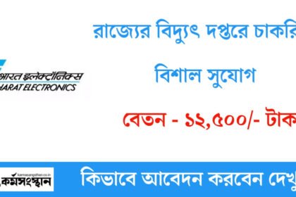 রাজ্যের বিদ্যুৎ দপ্তরে চাকরির বিশাল সুযোগ! মাসিক বেতন ১২,৫০০/- টাকা