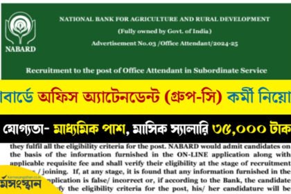 নূন্যতম মাধ্যমিক পাশে নাবার্ডে গ্রুপ-সি কর্মী নিয়োগ! মাসিক স্যালারি ৩৫,০০০ টাকা